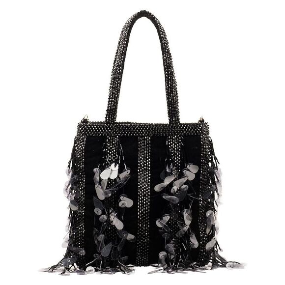 Frances Valentine Handbags - Frances Valentine Gatsby Mini Velvet Tote, Black